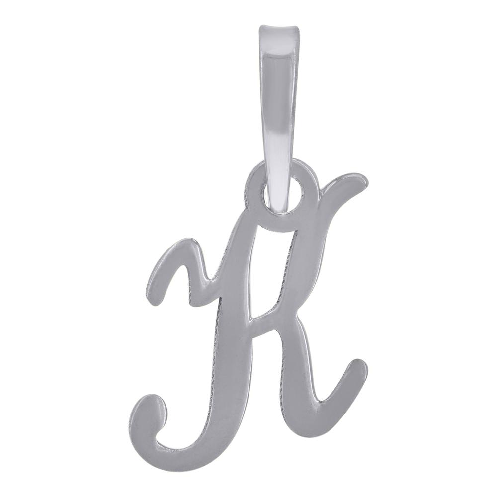 925 Sterling Silver Unisex Cursive Initial Alphabet K Charm Pendant